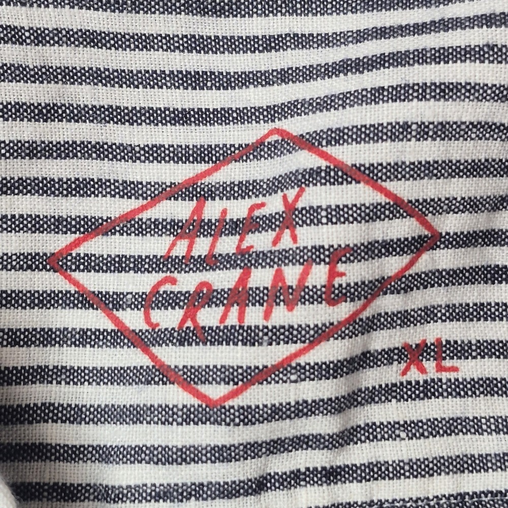 Alex Crane Men's XL Kite Jacket Linen Chore Coat Striped Workwear Coastal NWT - Picture 5 of 6